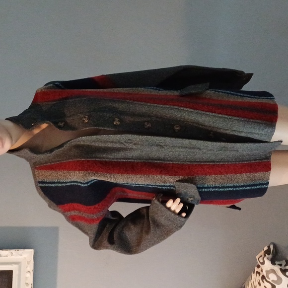 Milk Money Oversized Wool blend stripe jacket M Boho - Picture 1 of 14